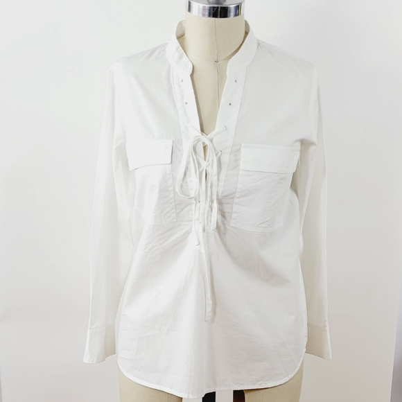 MADEWELL Poplin White Lace Up Blouse Size XXS - Picture 3 of 9